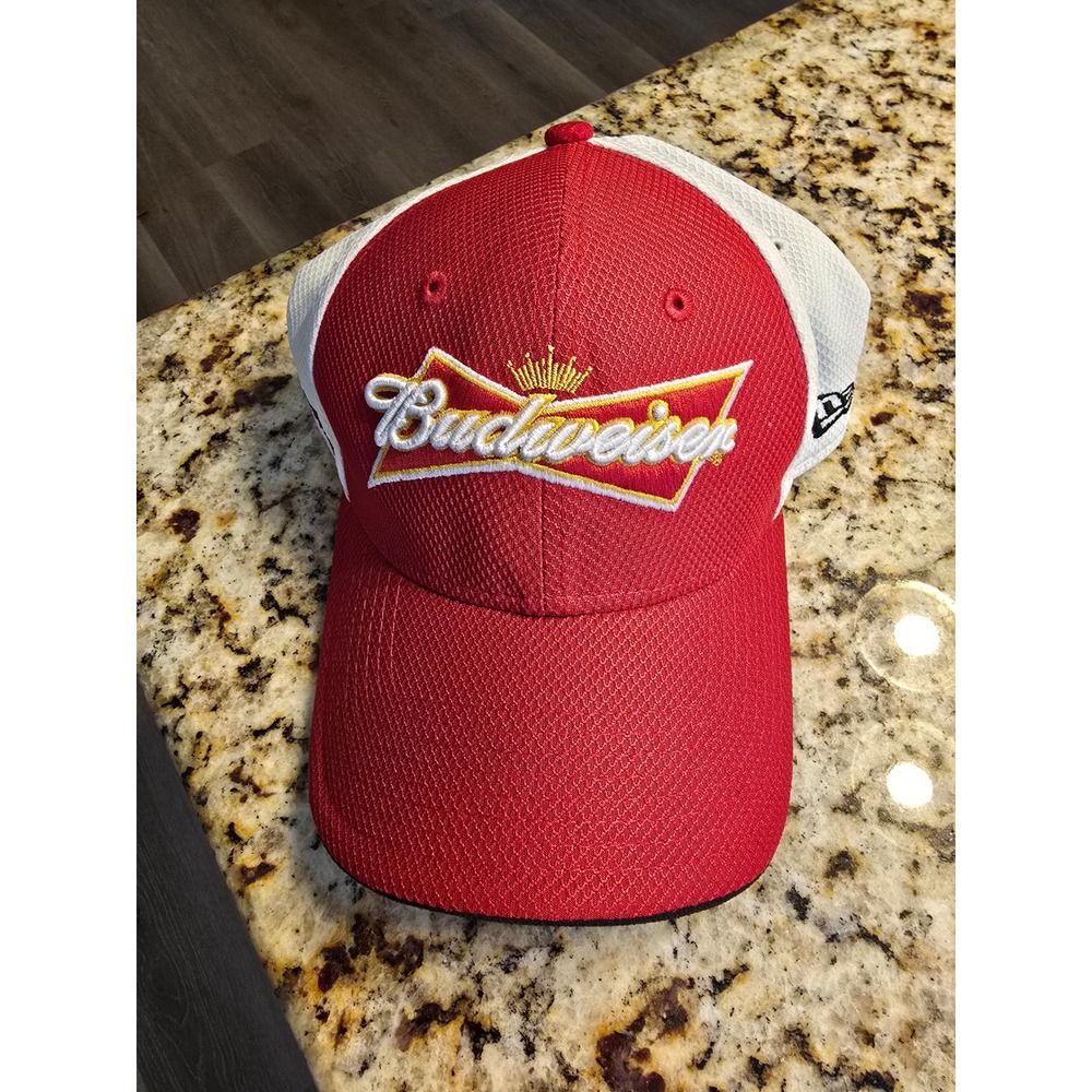 Budweiser Racing Hat Kevin Harvick 4‎ Red White Flexfit NASCAR Cap